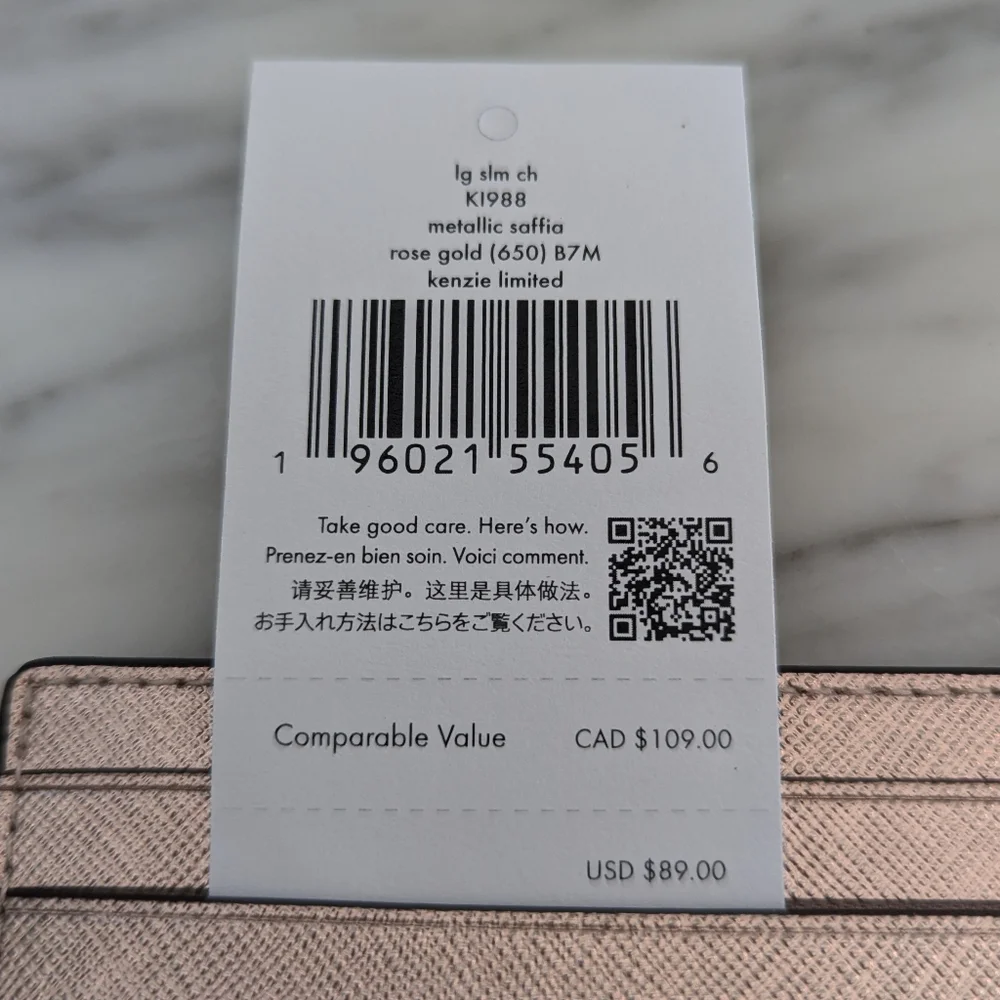 NWT Kate Spade Limited Edition Kenzie Saffia Cardholder Metallic Rose Gold